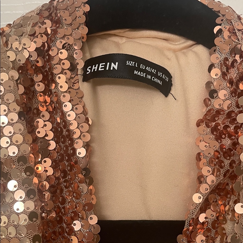 SHEIN Rose Gold Sequin Blazer/mini dress - Picture 2 of 4